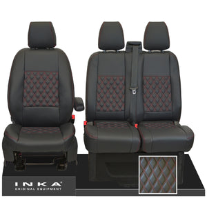 Ford Transit Custom MK1 Front 1+2 INKA Bentley Leatherette Tailored Seat Covers Black MY-12-23 (Choice of 7 Colours)