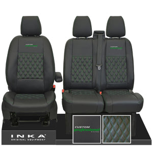 Ford Transit Custom MK1 Custom Professional Front 1+2 INKA Bentley Leatherette Tailored Seat Covers Black MY-12-23 (Choice of 7 Colours)