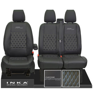 Ford Transit Custom MK1 Custom Professional Front 1+2 INKA Bentley Leatherette Tailored Seat Covers Black MY-12-23 (Choice of 7 Colours)