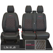 Load image into Gallery viewer, Ford Transit Custom MK1 Custom Professional Front 1+2 INKA Bentley Leatherette Tailored Seat Covers Black MY-12-23 (Choice of 7 Colours)
