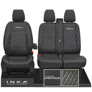 Ford Transit Custom INKA Front Tailored Seat Covers Black Bentley Diamond Quilt MY 2012-23 ( 7 COLORS )