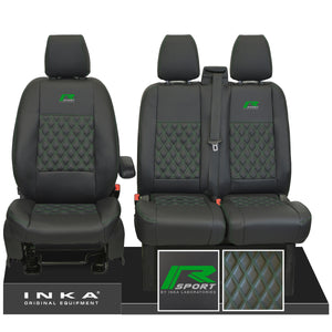 Ford Transit Custom MK1 R-SPORT Front 1+2 INKA Bentley Leatherette Tailored Seat Covers Black MY-12-23 (Choice of 7 Colours)