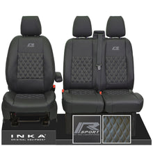 Load image into Gallery viewer, Ford Transit Custom MK1 R-SPORT Front 1+2 INKA Bentley Leatherette Tailored Seat Covers Black MY-12-23 (Choice of 7 Colours)
