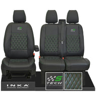 Ford Transit Custom INKA S-Tech Bentley Diamond Quilt Front Leatherette 1+2 Tailored Seat Covers Black MY-12-23
