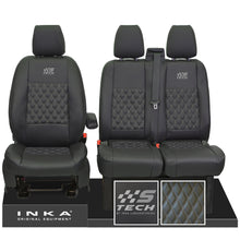 Load image into Gallery viewer, Ford Transit Custom MK1 S-Tech Front 1+2 INKA Bentley Leatherette Tailored Seat Covers Black MY-12-23 (Choice of 7 Colours)
