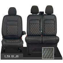 Load image into Gallery viewer, All New Ford Transit Custom MK2 Front 1+2 INKA Bentley Leatherette Tailored Seat Covers Black MY-2024 (Choice of 7 Colours)
