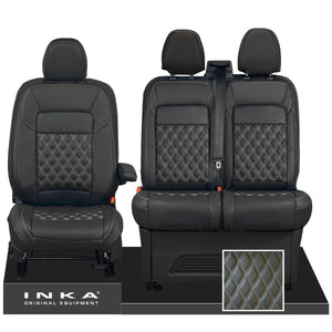 All New Ford Transit Custom MK2 Front 1+2 INKA Bentley Leatherette Tailored Seat Covers Black MY-2024 (Choice of 7 Colours)