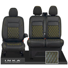 Load image into Gallery viewer, All New Ford Transit Custom MK2 Front 1+2 INKA Bentley Leatherette Tailored Seat Covers Black MY-2024 (Choice of 7 Colours)
