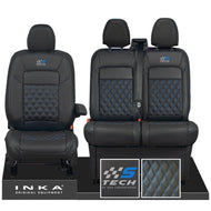 All New Ford Transit Custom S-TECH Front 1+2 INKA Bentley Leatherette Tailored Seat Covers Black MY-2024 (Choice of 7 Colours)