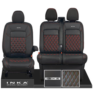 All New Ford Transit Custom MK2 Front 1+2 INKA Steel Badge Bentley Leatherette Tailored Seat Covers Black MY-2024 (Choice of 7 Colours)