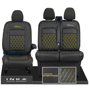 All New Ford Transit Custom MK2 CUSTOM PROFESSIONAL Front 1+2 INKA Bentley Leatherette Tailored Seat Covers Black MY-2024 (Choice of 7 Colours)