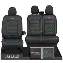 Load image into Gallery viewer, All New Ford Transit Custom MK2 CUSTOM SPORT Front 1+2 INKA Bentley Leatherette Tailored Seat Covers Black MY-2024 (Choice of 7 Colours)

