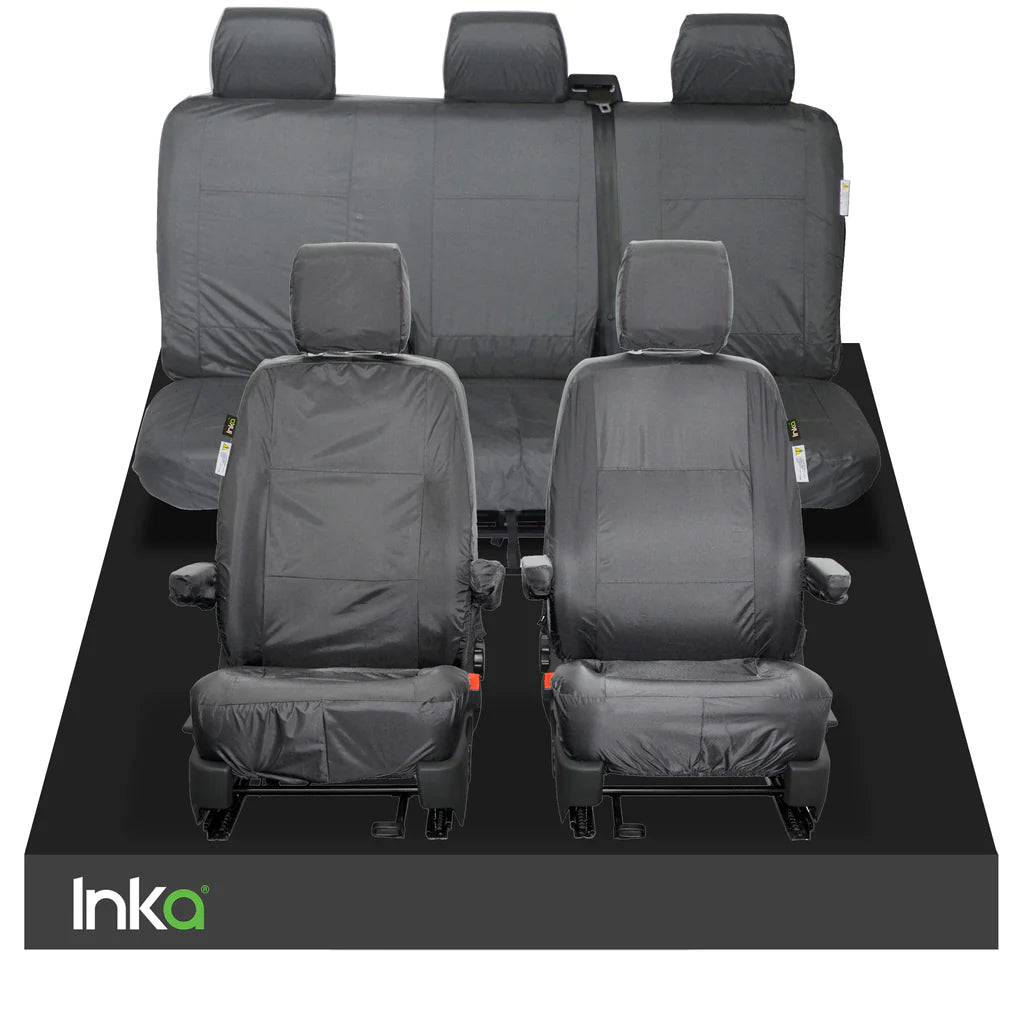 VW Transporter/California/Caravelle T6.1,T6,T5.1,T5 Front 1+1 & Rear Triple INKA Tailored Waterproof Seat Cover GREY MY-2003-2015