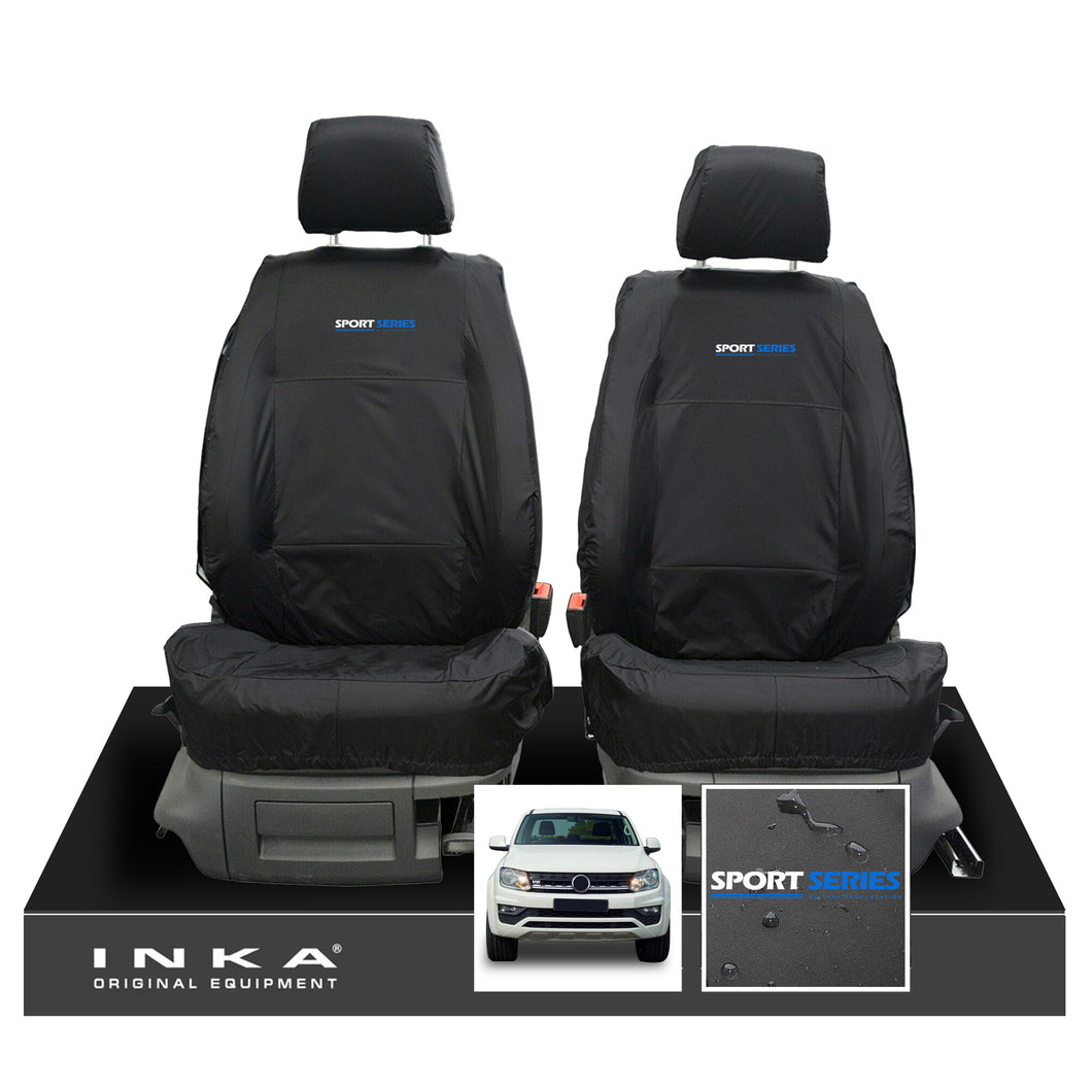 VW Amarok INKA Front Set 1+1 Fully Tailored Waterproof Seat Covers Black MY-10-21 [Choice of 7 Colours]