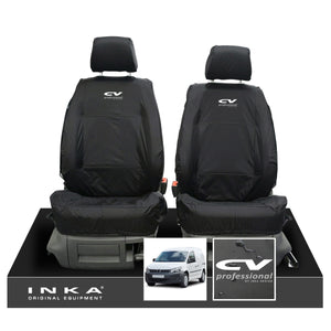 VW Caddy MK3 & MK4 INKA Front Set 1+1 Tailored Waterproof Seat Covers Black MY-2004-2019 [Choice of 7 Colours]