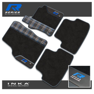 VW Golf MK7 Car Mats (Front & Rear Set) with Premium Carpet, OEM Leatherette & Tartan Design, Fits MY13 to MY19
