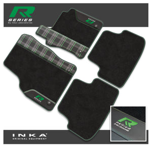 VW Golf MK7 Car Mats (Front & Rear Set) with Premium Carpet, OEM Leatherette & Tartan Design, Fits MY13 to MY19