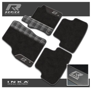 VW Golf MK7 Car Mats (Front & Rear Set) with Premium Carpet, OEM Leatherette & Tartan Design, Fits MY13 to MY19