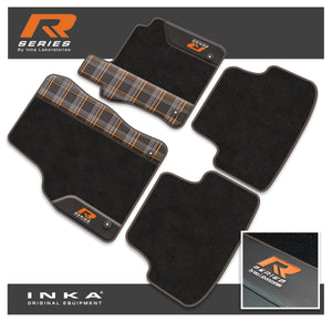 VW Golf MK7 Car Mats (Front & Rear Set) with Premium Carpet, OEM Leatherette & Tartan Design, Fits MY13 to MY19