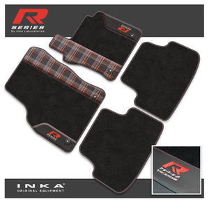 VW Golf MK7 Car Mats (Front & Rear Set) with Premium Carpet, OEM Leatherette & Tartan Design, Fits MY13 to MY19