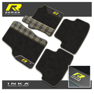 VW Golf MK7 Car Mats (Front & Rear Set) with Premium Carpet, OEM Leatherette & Tartan Design, Fits MY13 to MY19