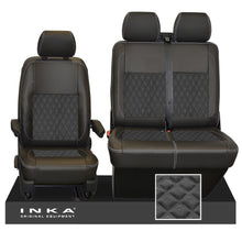 Load image into Gallery viewer, VW Transporter T6.1, T6, T5.1 Front 1+2 INKA Bentley Leatherette Suedetara Tailored Seat Covers Black (Choice of 7 Colors)
