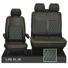 Load image into Gallery viewer, VW Transporter T6.1,T6,T5.1 Front 1+2 Bentley Diamond Quilt INKA Tailored Seat Covers Black
