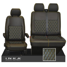 Load image into Gallery viewer, VW Transporter T6.1,T6,T5.1 Front 1+2 Bentley Diamond Quilt INKA Tailored Seat Covers Black
