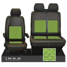 Load image into Gallery viewer, VW Transporter T6.1, T6, T5.1 Front 1+2 INKA Bentley Leatherette Suedetara Tailored Seat Covers Black (Choice of 7 Colors)
