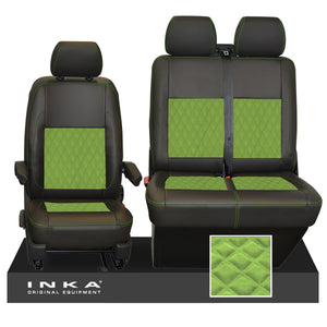 VW Transporter T6.1, T6, T5.1 Front 1+2 INKA Bentley Leatherette Suedetara Tailored Seat Covers Black (Choice of 7 Colors)