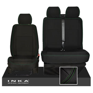 VW Transporter T6.1, T6, T5.1 Front 1+2 INKA Heavy Duty Tailored Seat Covers Black (Choice of 7 Colors)