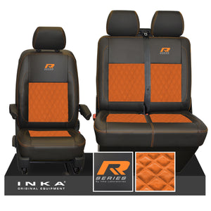 VW Transporter T6.1, T6, T5.1 R-Series Front 1+2 INKA Bentley Leatherette Suedetara Tailored Seat Covers Black ( Choice of 7 Colours )