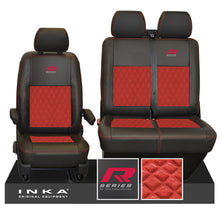 Load image into Gallery viewer, VW Transporter T6.1, T6, T5.1 R-Series Front 1+2 INKA Bentley Leatherette Suedetara Tailored Seat Covers Black ( Choice of 7 Colours )
