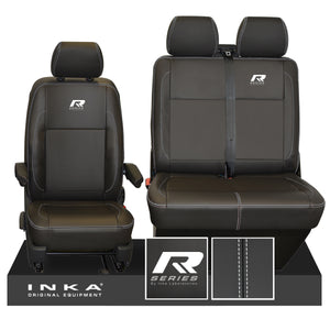 VW Transporter T6.1, T6, T5.1 R-Series Front 1+2 INKA Leatherette Tailored Seat Covers Black (Choice of 7 Colors)