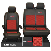 Load image into Gallery viewer, VW Transporter T6.1, T6, T5.1 Sport-Series Front 1+2 INKA Bentley Leatherette Suedetara Tailored Seat Covers Black (Choice of 7 Colors)
