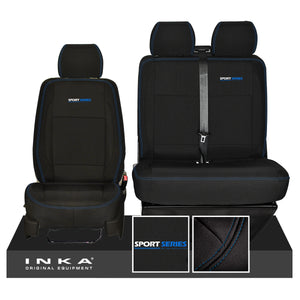 VW Transporter T6.1, T6, T5.1 SPORT-Series Front 1+2 INKA Heavy Duty Tailored Seat Covers Black (Choice of 7 Colors)