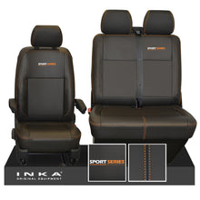 Load image into Gallery viewer, VW Transporter T6.1, T6, T5.1 Sport-Series Front 1+2 INKA Leatherette Tailored Seat Covers Black (Choice of 7 Colors)
