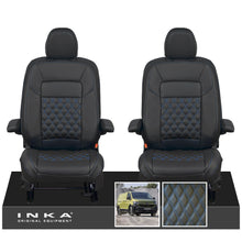 Load image into Gallery viewer, New VW Transporter T7 Panel Van INKA Front Bentley Leatherette Tailored Seat Covers Set Black MY25 Onwards
