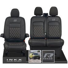 Load image into Gallery viewer, New VW Transporter T7 Panel Van INKA Front Bentley Leatherette Tailored Seat Cover Set Black MY25 Onwards
