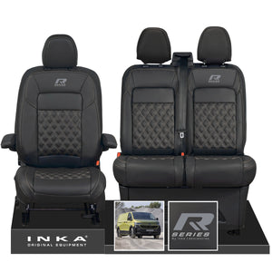 New VW Transporter T7 Panel Van INKA Front Bentley Leatherette Tailored Seat Cover Set Black MY25 Onwards