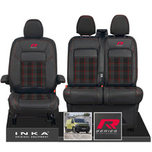 Load image into Gallery viewer, New VW Transporter T7 Panel Van INKA Front Leatherette Tartan Tailored Seat Cover Set Black MY25 Onwards
