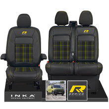 Load image into Gallery viewer, New VW Transporter T7 Panel Van INKA Front Leatherette Tartan Tailored Seat Cover Set Black MY25 Onwards
