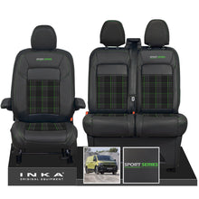 Load image into Gallery viewer, New VW Transporter T7 Panel Van INKA Front Leatherette Tartan Tailored Seat Cover Set Black MY25 Onwards
