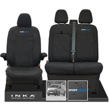 Load image into Gallery viewer, New VW Transporter T7 Panel Van INKA Front Set Tailored Waterproof Seat Covers Black MY25 Onwards - Sport-Series Embroidery
