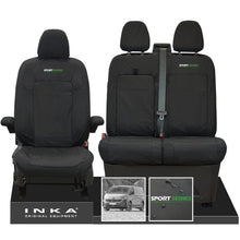Load image into Gallery viewer, New VW Transporter T7 Panel Van INKA Front Set Tailored Waterproof Seat Covers Black MY25 Onwards - Sport-Series Embroidery
