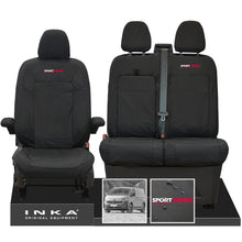 Load image into Gallery viewer, New VW Transporter T7 Panel Van INKA Front Set Tailored Waterproof Seat Covers Black MY25 Onwards - Sport-Series Embroidery

