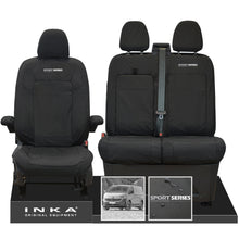 Load image into Gallery viewer, New VW Transporter T7 Panel Van INKA Front Set Tailored Waterproof Seat Covers Black MY25 Onwards - Sport-Series Embroidery
