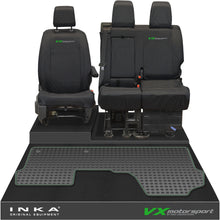 Load image into Gallery viewer, Vauxhall Opel Vivaro INKA Front 1+2 Tailored Waterproof Seat Covers &amp; Tailored Rubber Mat Black MY19 to Present
