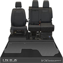 Load image into Gallery viewer, Vauxhall Opel Vivaro INKA Front 1+2 Tailored Waterproof Seat Covers &amp; Tailored Rubber Mat Black MY19 to Present
