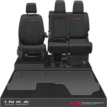 Load image into Gallery viewer, Vauxhall Opel Vivaro INKA Front 1+2 Tailored Waterproof Seat Covers &amp; Tailored Rubber Mat Black MY19 to Present
